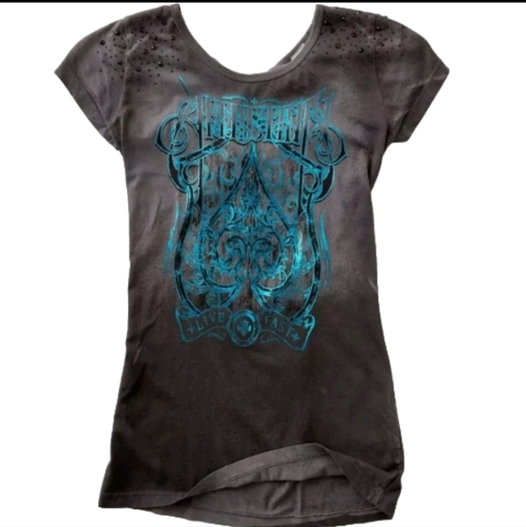 Affliction Tops - Affliction Women's Spades scoopneck tee size Med